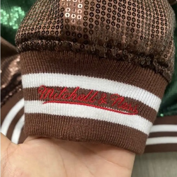 Supreme/ Mitchell & Ness Sequin Varsity Jacket , Green/Brown. Brand new - Picture 3 of 8
